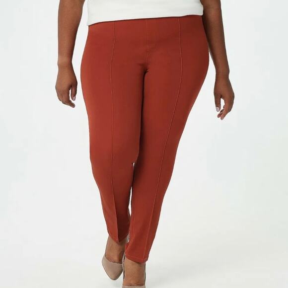 Isaac Mizrahi Live High Rise Pull on Ankle Pants Burnt Henna Size 30W NEW - Picture 1 of 5